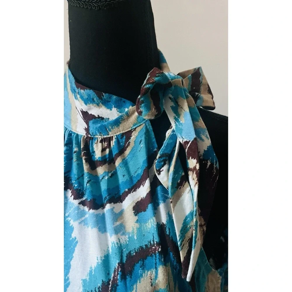 Michael Kors Blue Abstract Halter Top Women's Medium Resort Coastal Vacation